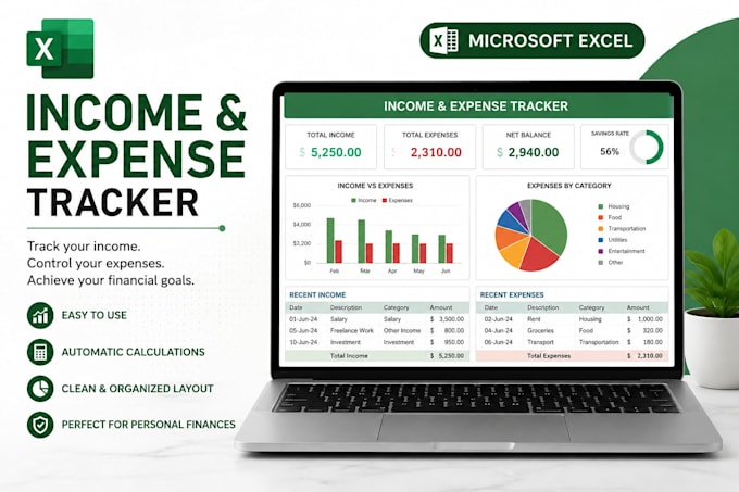 create a professional income and expense tracker in excel