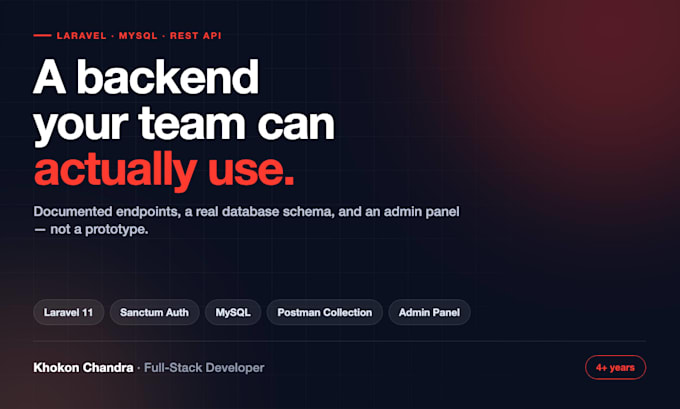 develop a laravel mysql rest api backend with admin panel