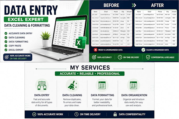 do data entry, data cleaning and formatting in excel