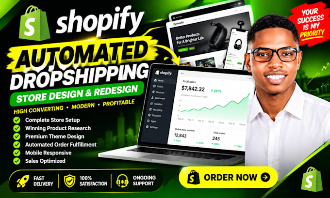 build automated shopify dropshipping store, design or redesign shopify website