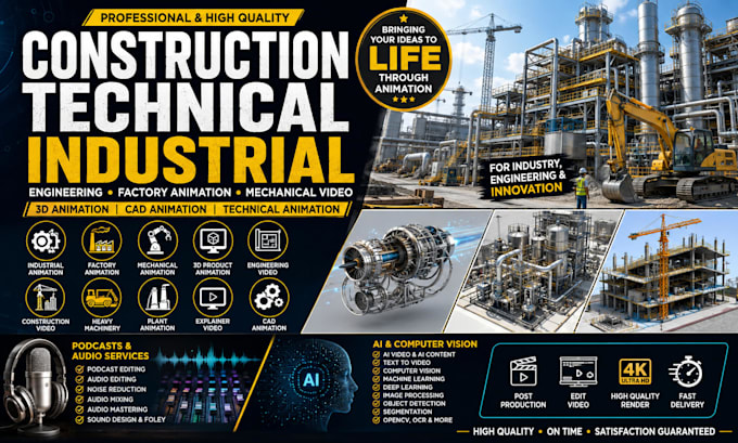 construction technical industrial engineering factory animation mechanical video