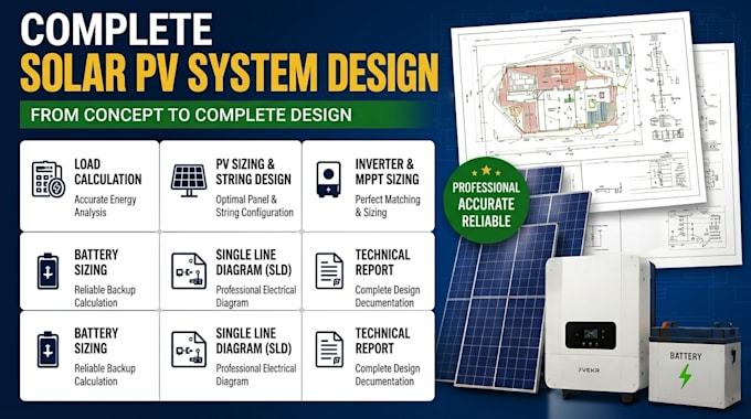design a professional solar pv system with layout and sld