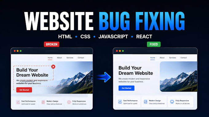 fix website bugs, CSS, js, react and responsive issues