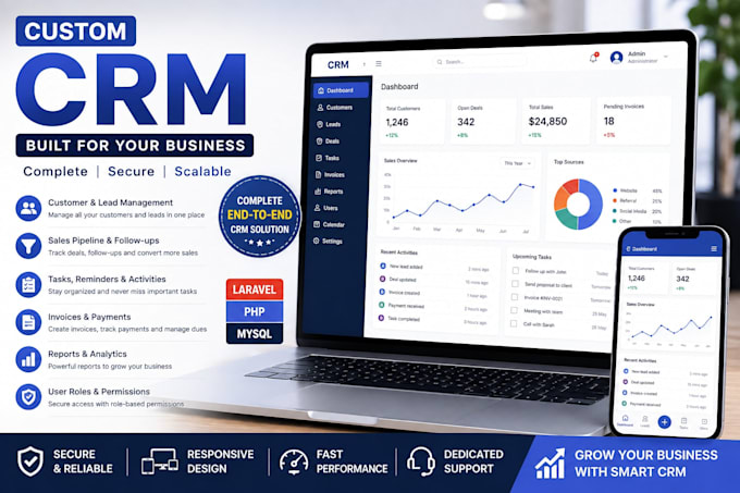 build a complete custom CRM using laravel PHP mysql