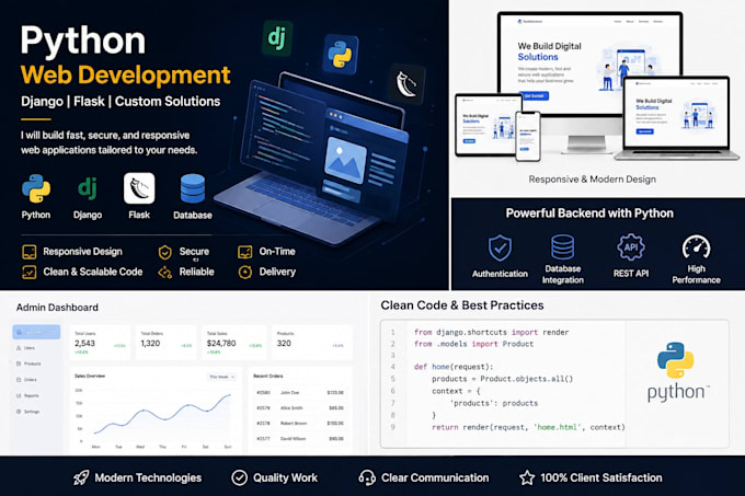 develop a professional python website using django or flask