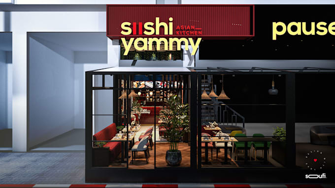 design realistic 3d signage and storefront