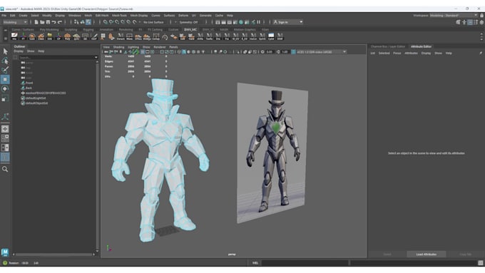 create a low poly polygon 3d humanoid game character with rig