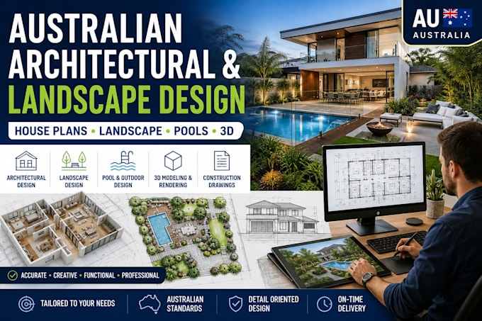 do australian architectural and landscape design, 2d plans and 3d