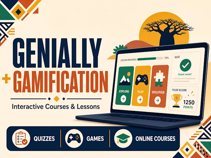 build genially, canva, h5p, articulate interactive courses, gamification