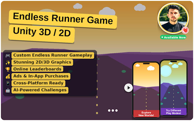 develop a 3d endless runner game in unity like temple run