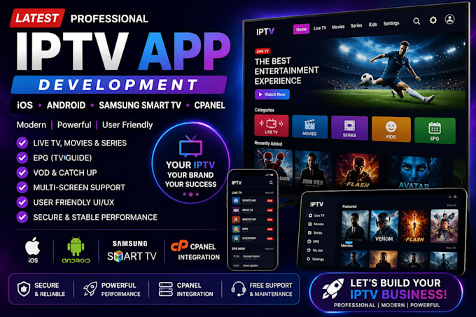 develop a professional iptv app for lg, ios and smart TV