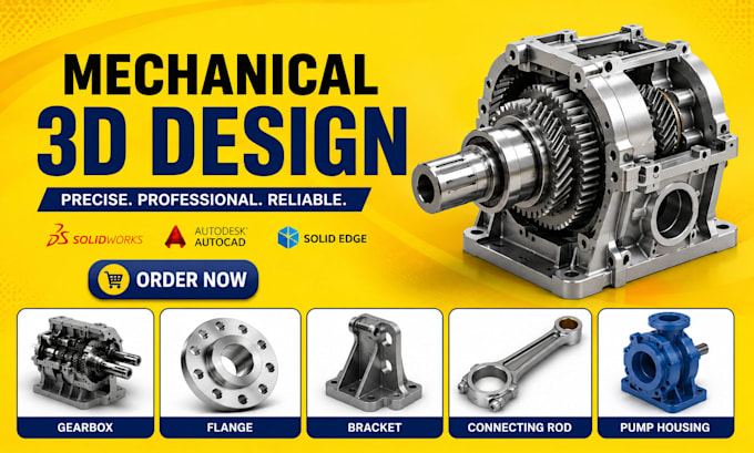 create 3d mechanical design, indistrial product design mechanical part solidwork