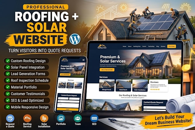 design a high converting roofing or solar website in wordpress