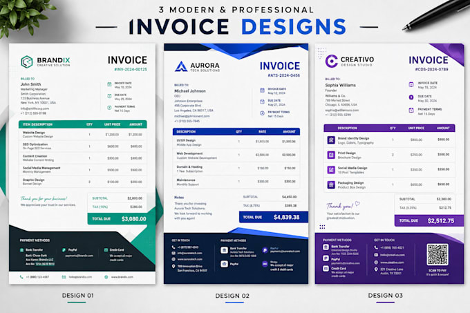 design professional custom invoices for your business
