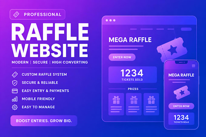 create a raffle, competition website with subscription
