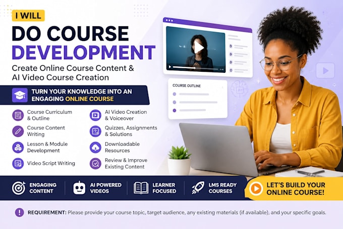 do course development, create online course content, ai video course creation