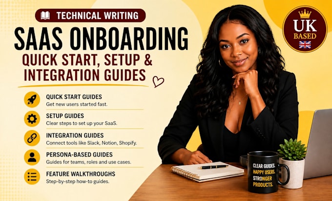 write saas onboarding, quick start guides, setup and integration guides
