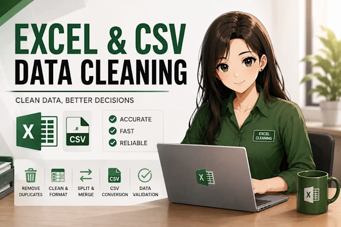 clean, format, merge, and split excel data and CSV files