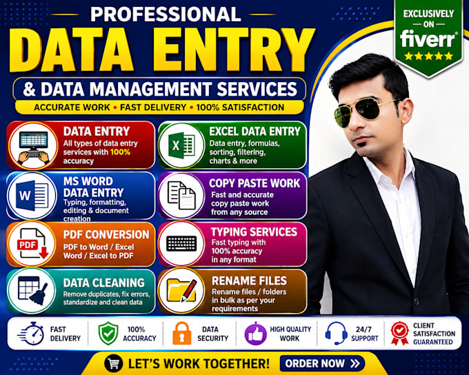 do data entry, excel, word, typing and PDF conversion
