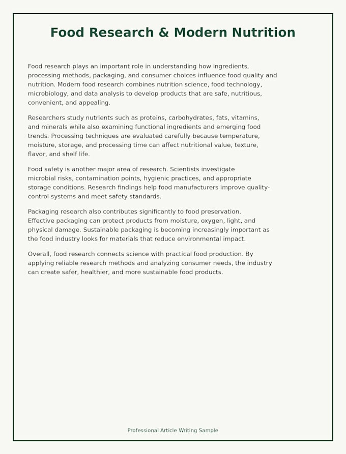 do food research articles