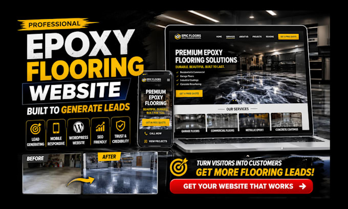 build lead generating epoxy flooring wordpress website for flooring business