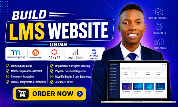 build lms website using memberpress buddyboss canvas learndash lms tutor lms pro
