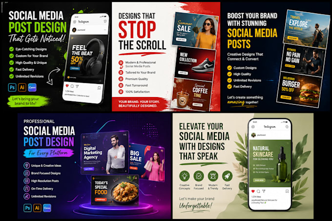 create eye catching design for your social media