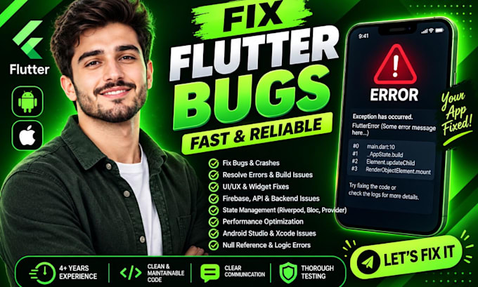 fix flutter errors, bugs and crashes in your flutter app