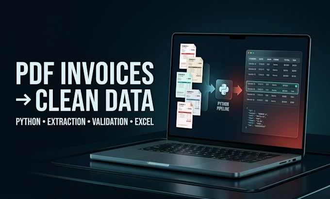 automate invoice PDF data extraction to excel CSV or json using python