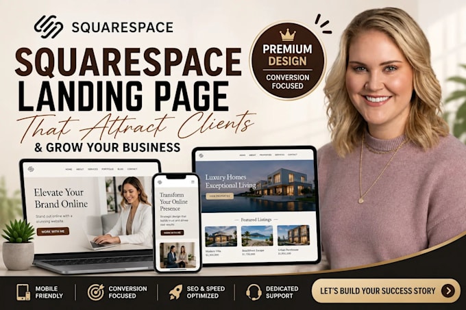 do squarespace landing page design or redesign squarespace website development