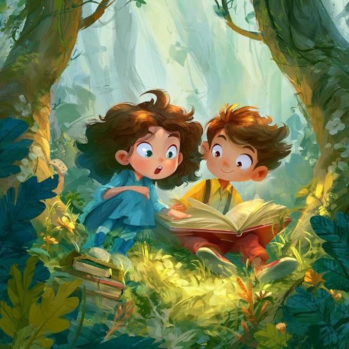 create a children story book illustrations drawing