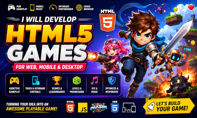 develop an addictive HTML5 game for web, mobile, or desktop