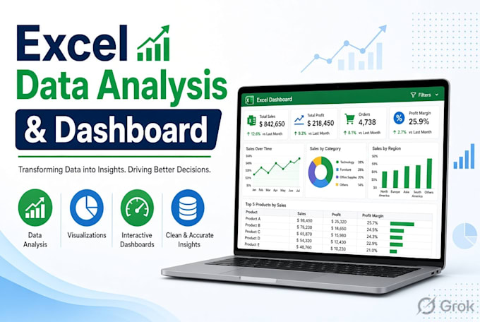 clean messy data and create professional excel analysis and dashboards