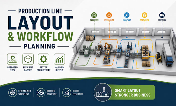 design production line layout with machines workflow planning