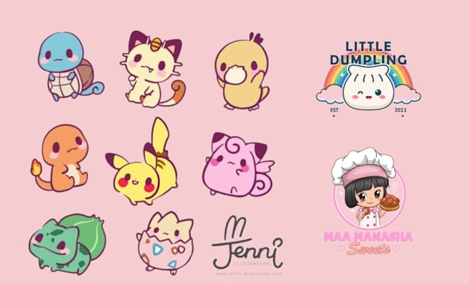 create cute cartoon kawaii logo design for vtuber