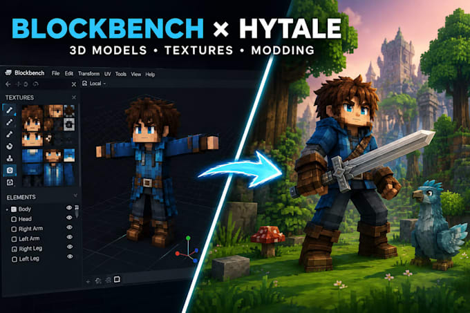 build a custom minecraft skin or blockbench 3d character