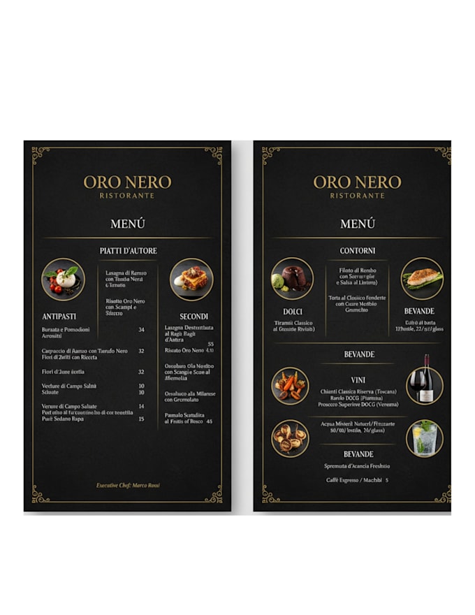 premium restaurant menu design