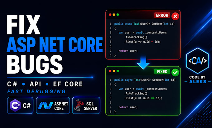 fix asp net core c sharp API and ef core bugs
