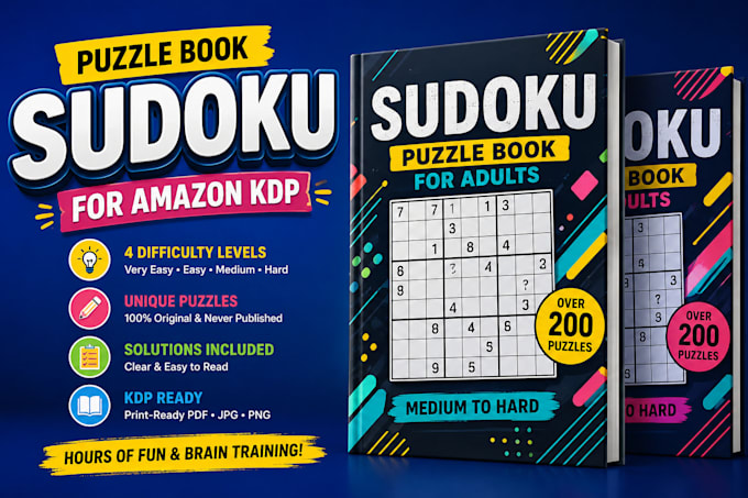 create sudoku and maze puzzle book cover and interior for amazon KDP
