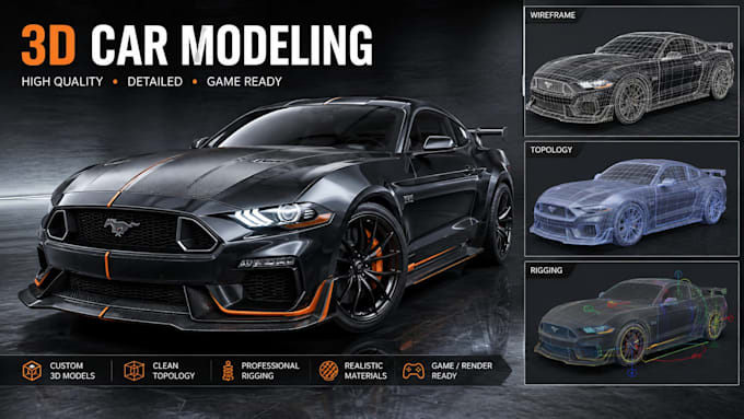 do 3d car modelling, rc car design, 3d vehicle model, automative rendering