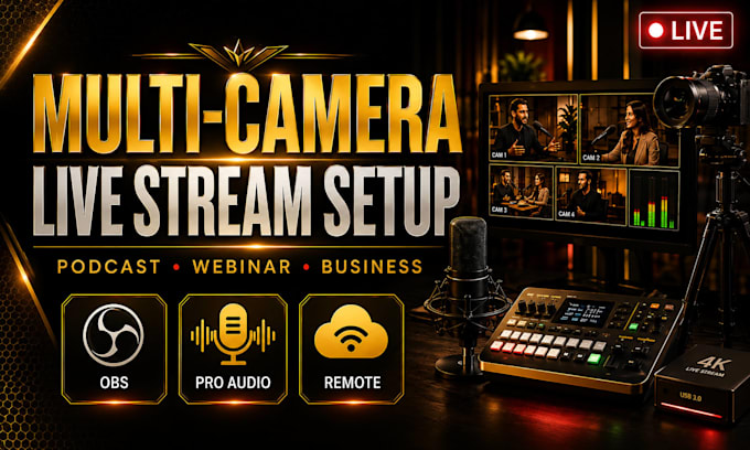 set up a multi camera podcast and live stream