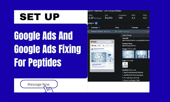 setup and fix peptide google ads for woocommerce and supplements store
