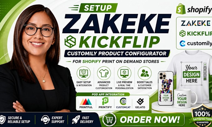 setup shopify zakeke kickflip customily product configurator for print on demand
