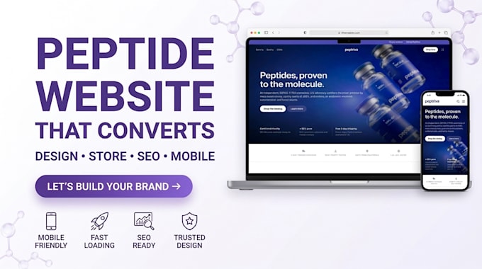 design peptide website, research peptide website, wordpress website