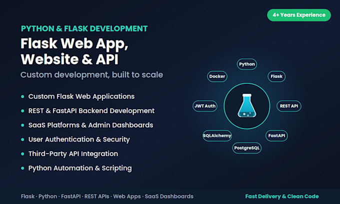 develop flask app to build web app, websites and api