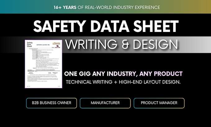 create and format safety data sheet for b2b products