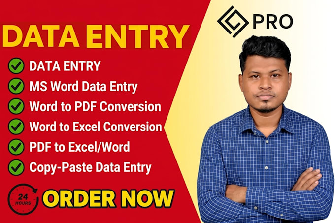 excel and word data entry, PDF to excel and word, typing and data conversion