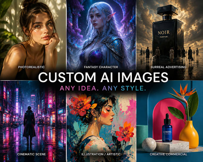 create unique custom ai images from your idea or reference, art visuals