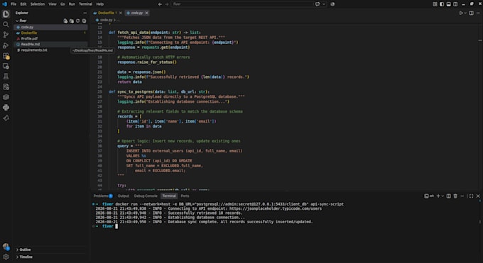 build a python script to sync your API data to postgresql or mysql