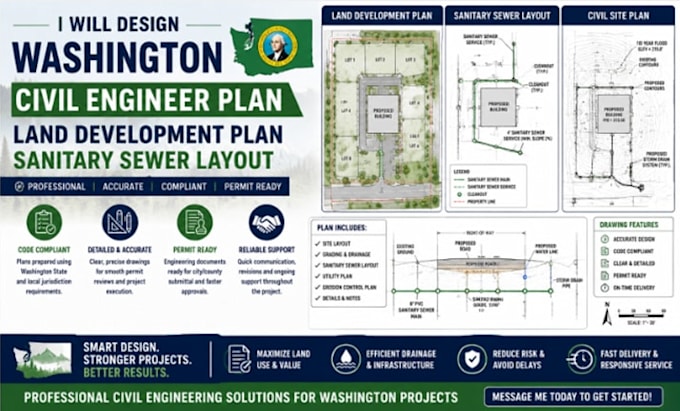 design washington civil engineer plan land development plan sanitary sewer